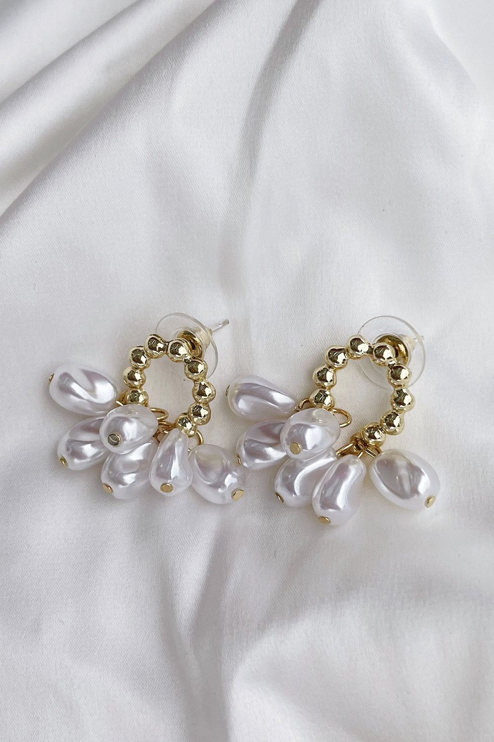Agnes Pearl Drop Earrings with Gold Details
