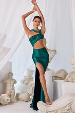 Vera Emerald - Satin Asymmetrical Prom Formal Gown