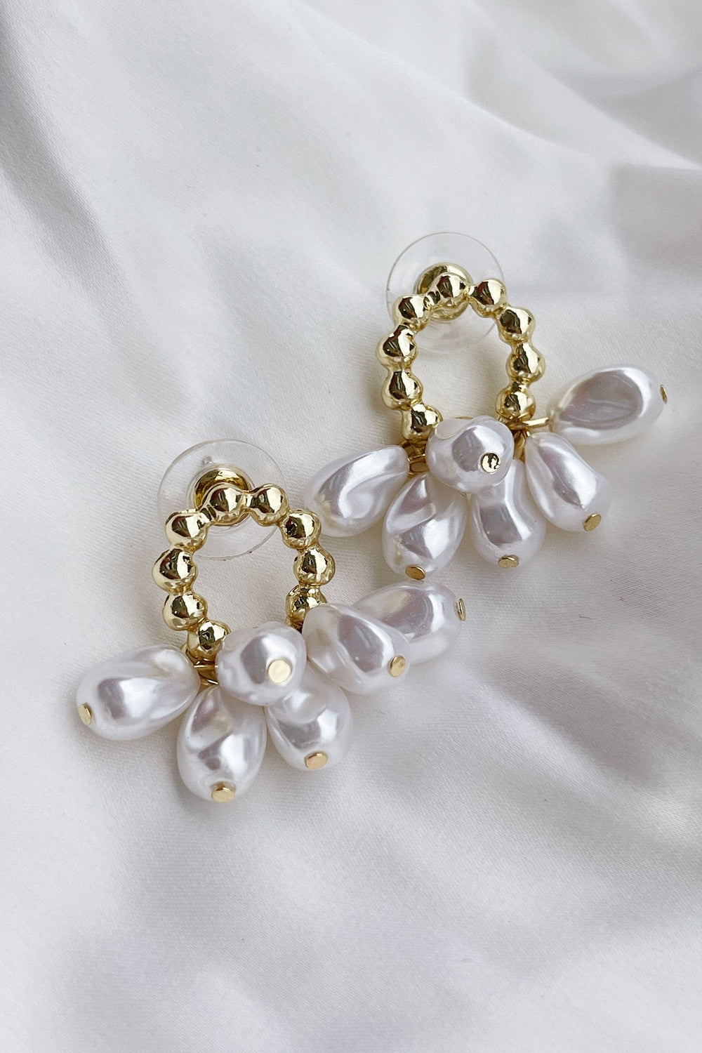 Agnes Pearl Drop Earrings with Gold Details