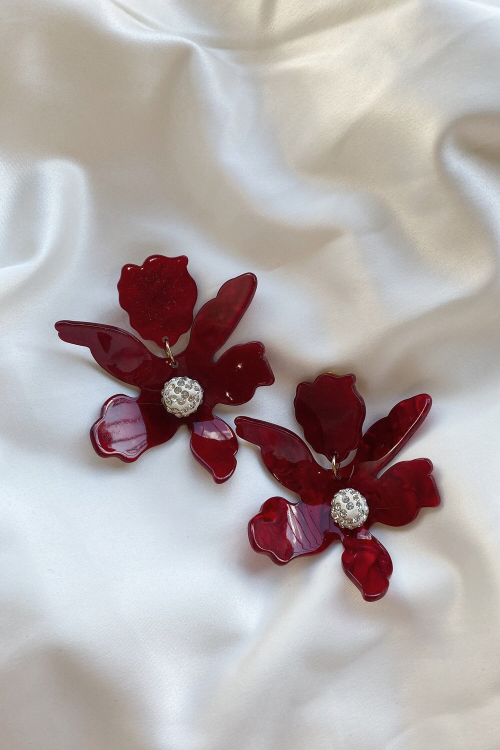 Luna Burgundy Flower Earrings