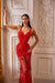 Fiorenza - Red Alamour The Label Fiorenza Red 3D Roses Sheer Gown | Afterpay | Klarna | Zip Pay