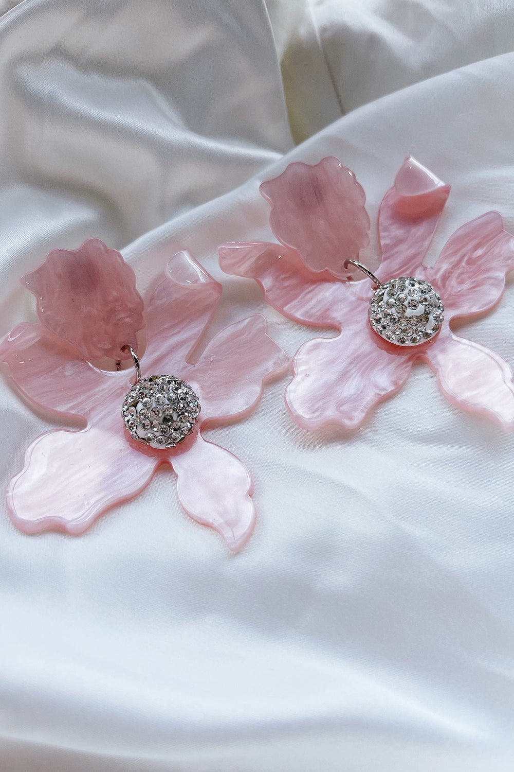 Luna Pink Flower Statement Earrings
