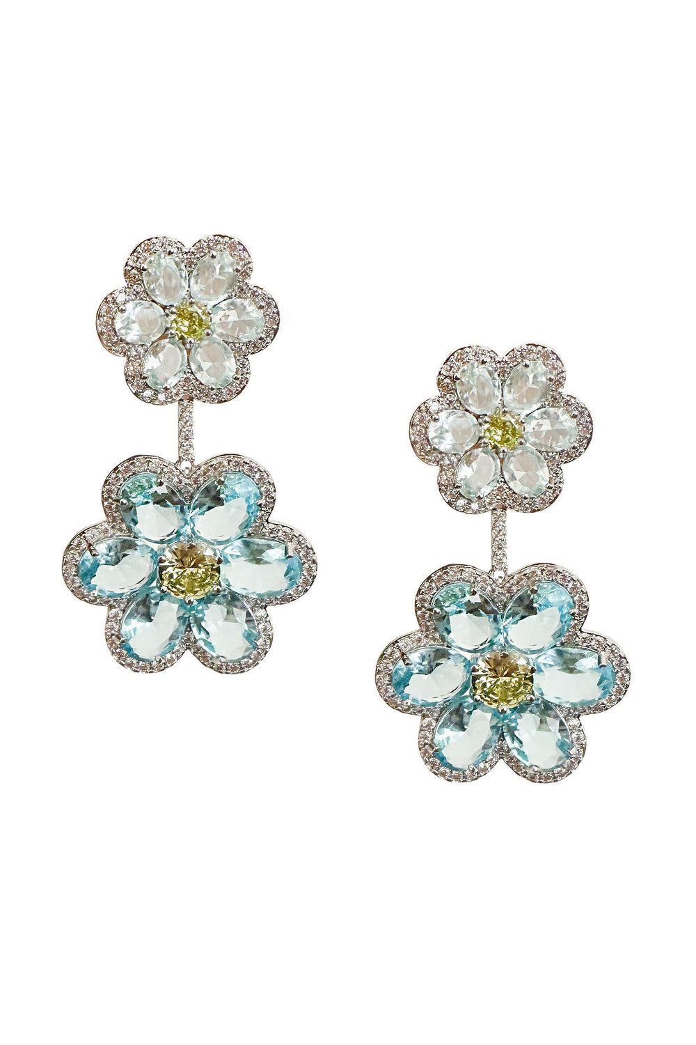 Faretti Blue Flower Drop Earrings