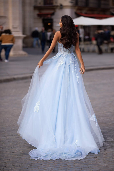 Estafania Beaded Tulle Gown - Baby Blue Alamour Made-To-Order Estafania Strapless Beaded Tulle Gown | Afterpay | Klarna | Zip Pay