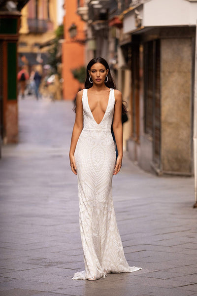 Estera Sequin Gown - White Alamour Made-To-Order Estera White Sequin Gown | Afterpay | Laybuy | Klarna | Zip Pay