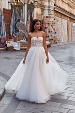 Damla Gown - Strapless Bridal Gown with Beaded Bodice