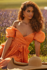 Galina Orange Lace Maxi Dress