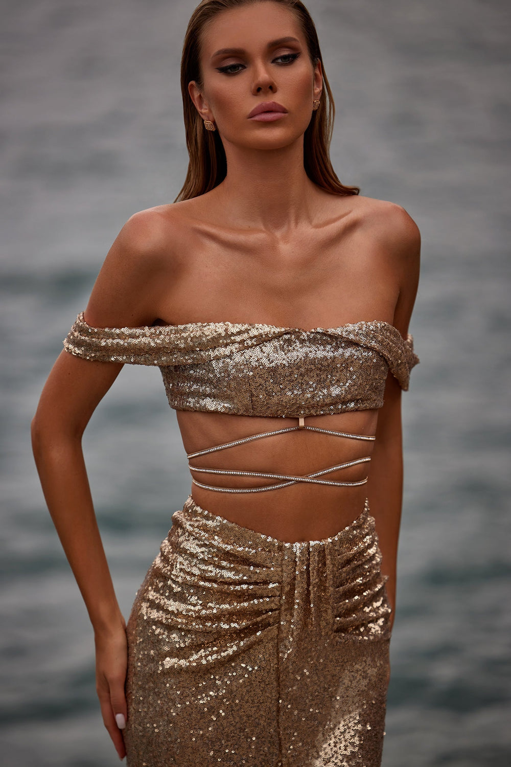 Fabiana Set Alamour The Label Fabiana Gold Sequin Set | Afterpay | Klarna | Zip Pay
