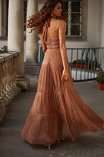 Elisabeta  Iridescent Rust Maxi Dress