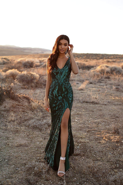Danica Sequin Gown - Emerald Alamour Made-To-Order A&N Luxe Danica Emerald Sequin Gown | Afterpay | Klarna