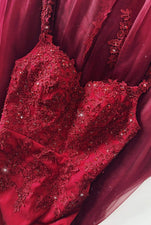 Cassie Beaded Gown - Burgundy Alamour The Label A&N Luxe Cassie Burgundy Beaded Tulle Gown | Afterpay