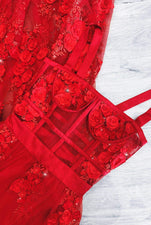 Mariella - Red Alamour The Label Mariella Red 3D Floral Gown | Afterpay | Laybuy | Klarna | Zip Pay