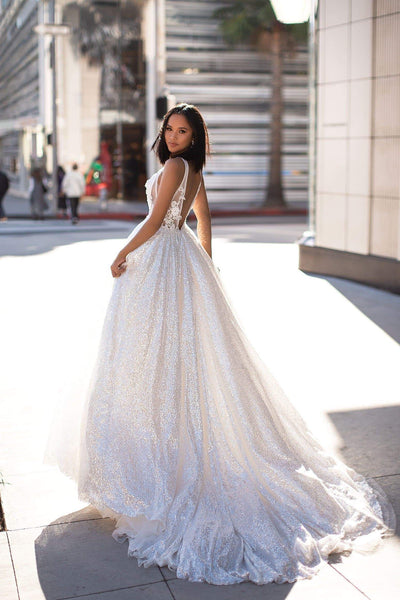 Kaliah Sequins 3D Floral Gown - White Alamour The Label A&N Luxe Kaliah White Sequin Gown | Afterpay | Zip Pay | Sezzle