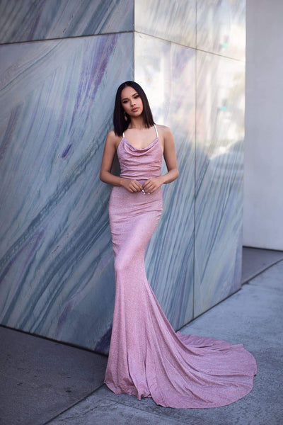 Tanisha Lurex Gown - Dusty Pink Alamour Made-To-Order Tanisha Dusty Pink Gown | Afterpay | Klarna | Zip Pay