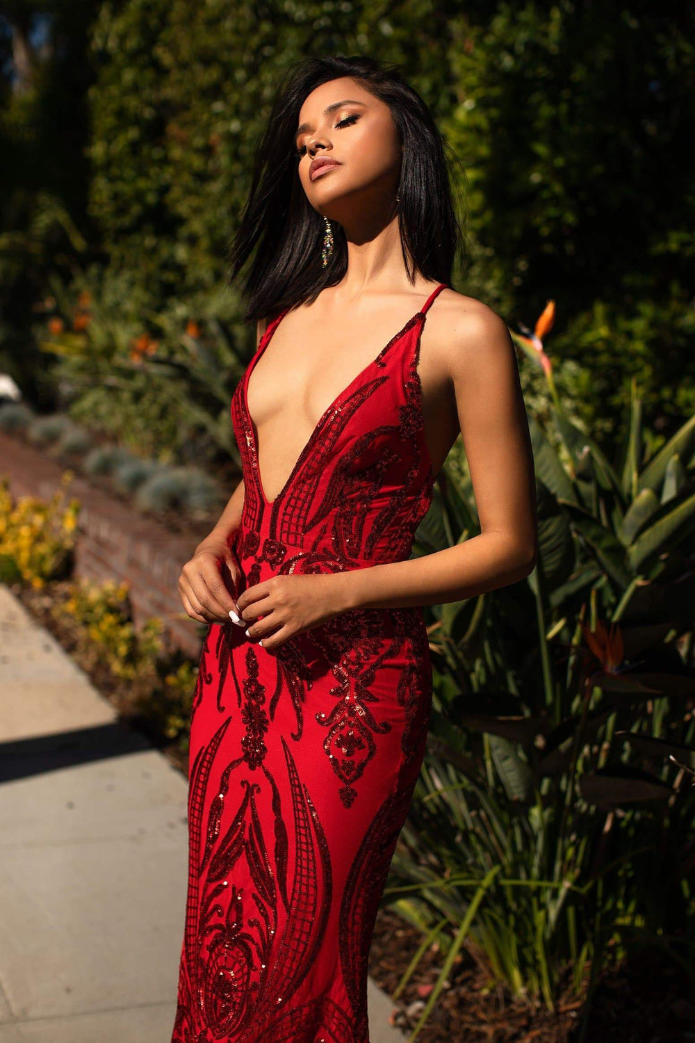 Shop Formal Dress - Ciara Sequins Gown - Red fourth image
