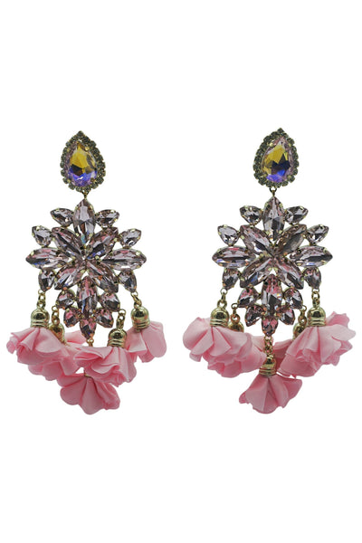 Cecily Pink Flower Drop Earrings Alamour The Label Cecily Pink Flower Drop Earrings | Afterpay | Klarna | Zip Pay