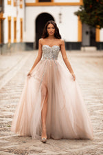 Lediana Beaded Tulle Gown Alamour The Label Lediana Silver Beaded Strapless Gown | Afterpay | Zip Pay | Sezzle