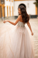 Lediana Beaded Tulle Gown Alamour The Label Lediana Silver Beaded Strapless Gown | Afterpay | Zip Pay | Sezzle