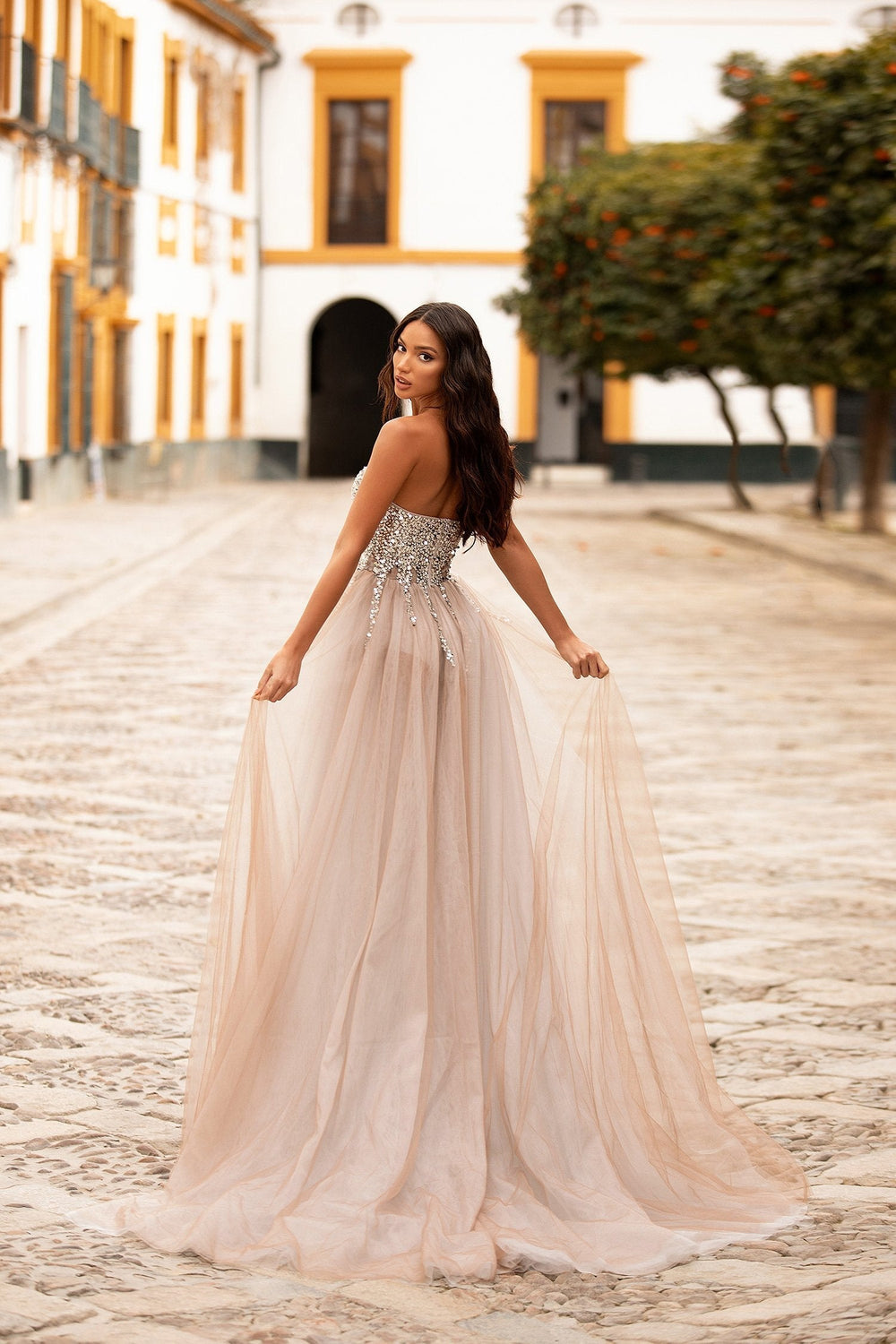 Lediana Beaded Tulle Gown Alamour The Label Lediana Silver Beaded Strapless Gown | Afterpay | Zip Pay | Sezzle