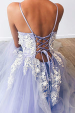 Ysabelle - Lilac Tulle Embellished A-Line Gown with Lace-Up Back
