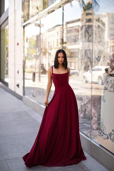 Makena Shimmering Gown - Burgundy Alamour Made-To-Order A&N Luxe Makena Burgundy Stretchy Gown | Afterpay | Zip Pay