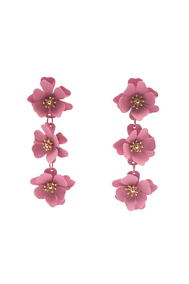 Carly Pink Flower Drop Earrings