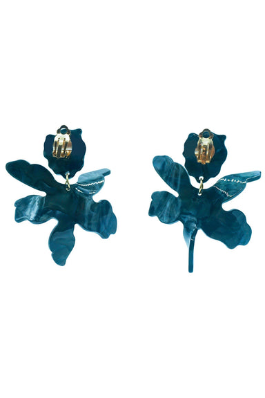 Luna Teal Flower Statement Earrings