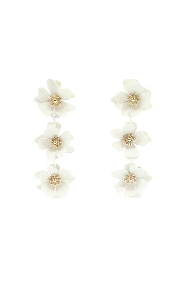 Carly White Flower Drop Earrings